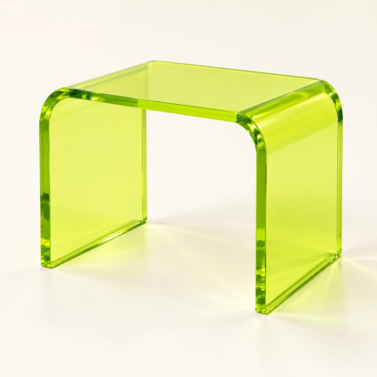 Acid Loop Acid lime acrylic stool, three-quarter view