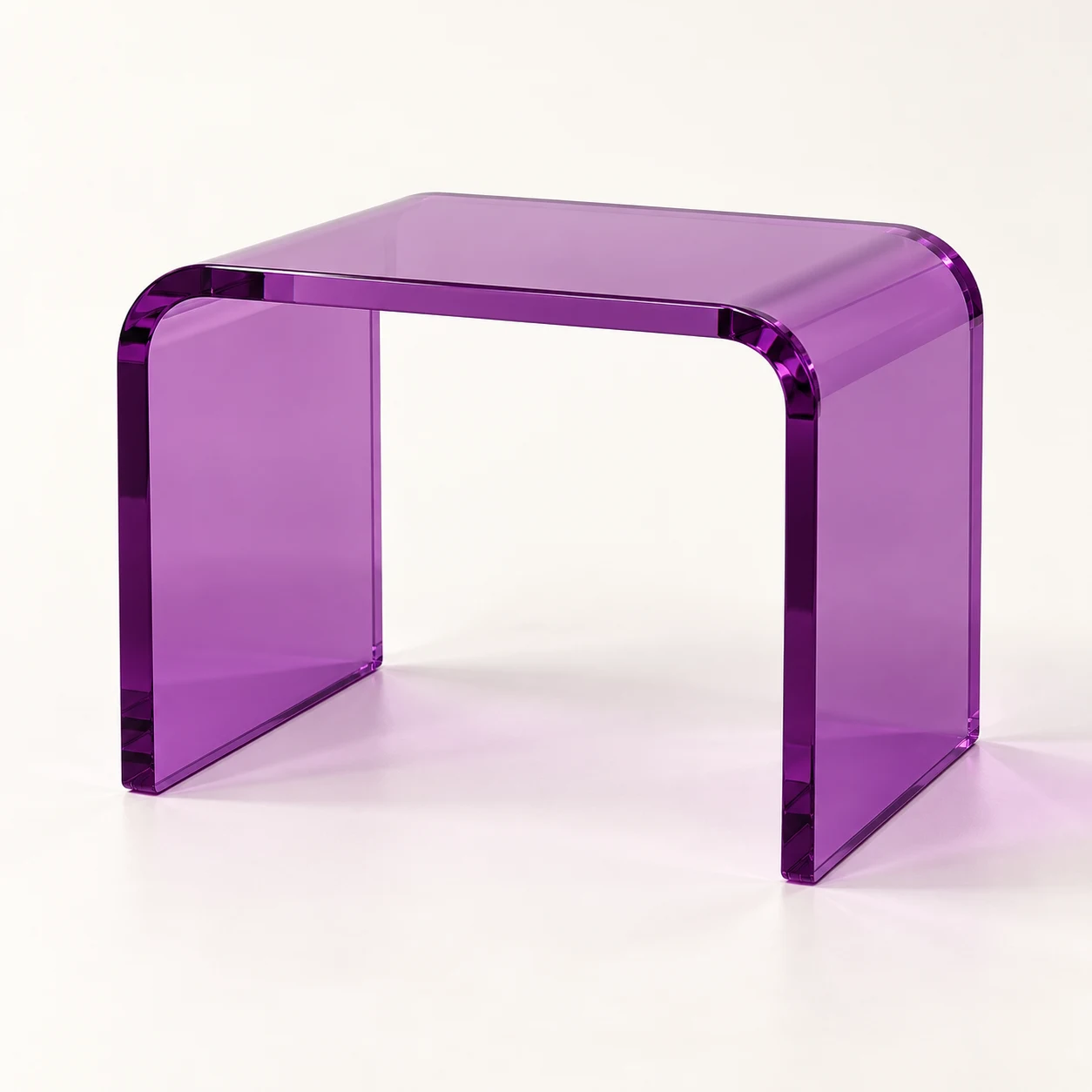 Grape Loop Grape purple acrylic stool, three-quarter view