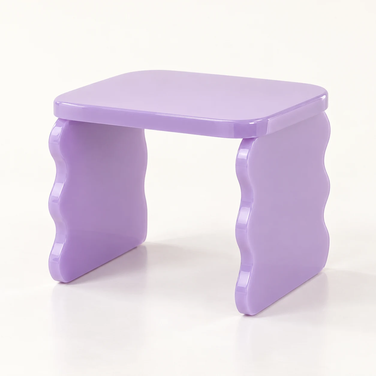 Lilac Ripple Lilac acrylic stool, three-quarter view